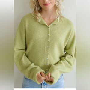 Light  Green Women's Cardigan. Lightweight and easy to style. Size small